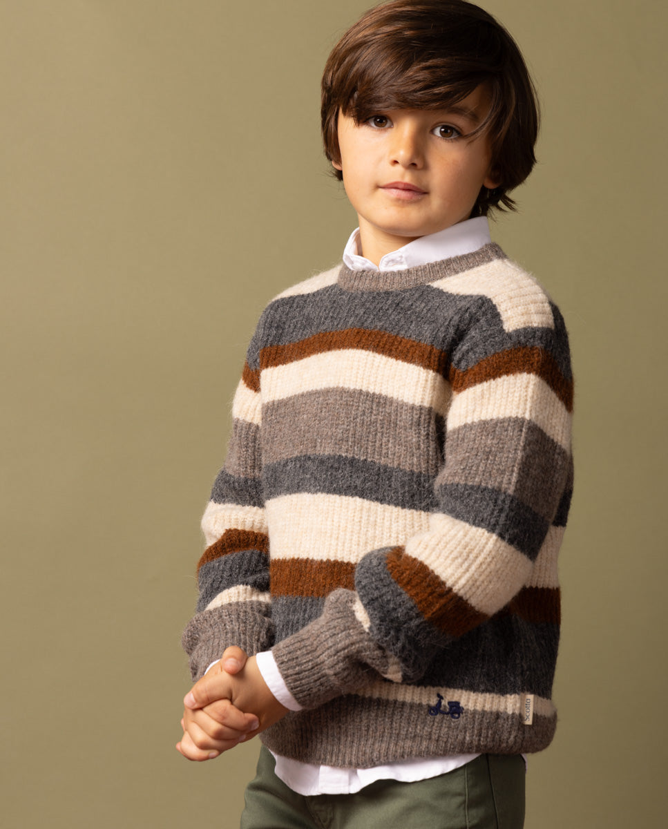 Suéter infantil listrado cru