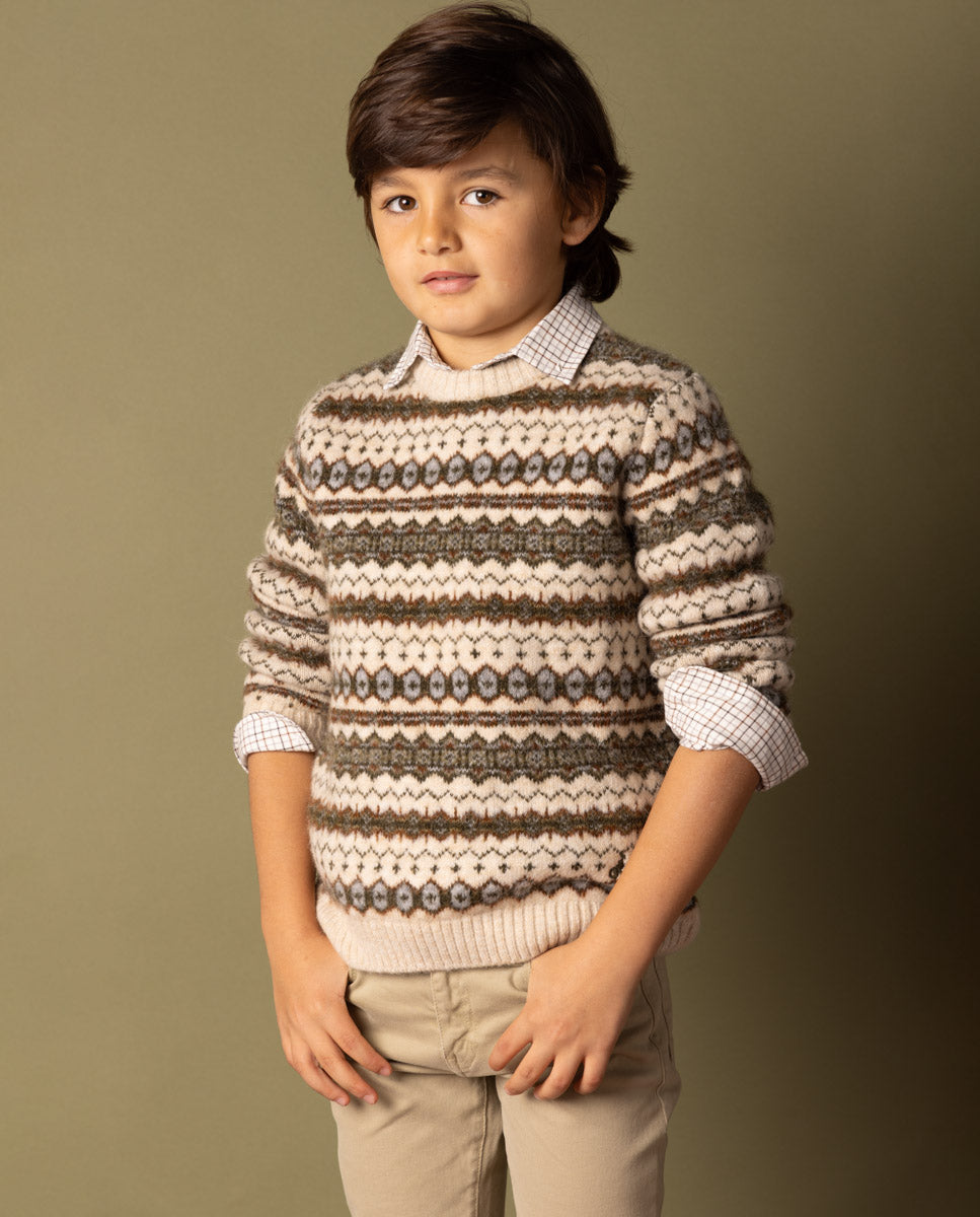 Jersey niño greca ethnic beige