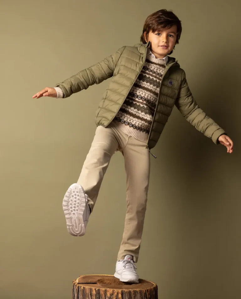 Chaqueta niño hood acolchado khaki