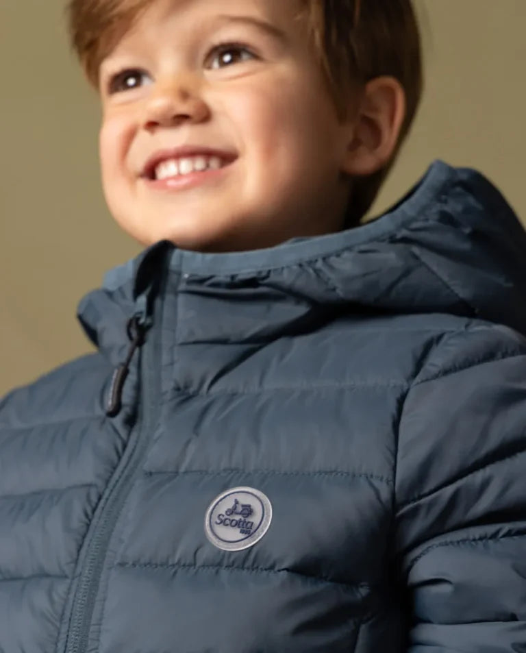 Jaqueta jeans acolchoada infantil com capuz