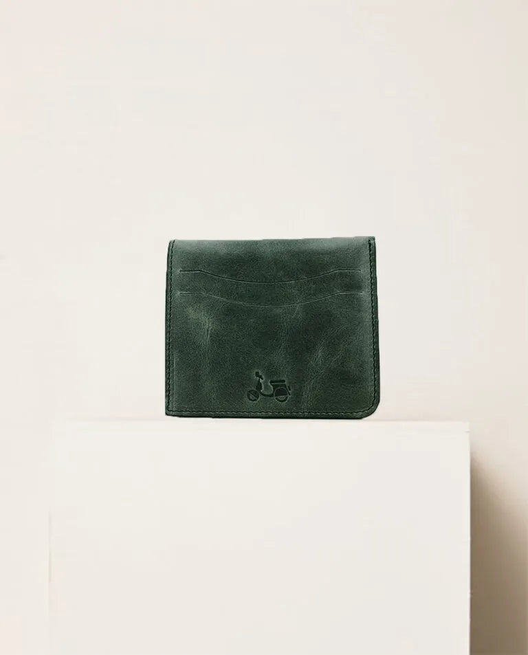 Cartera piel mate verde