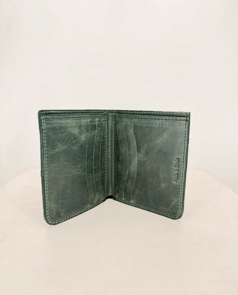 Cartera piel mate verde