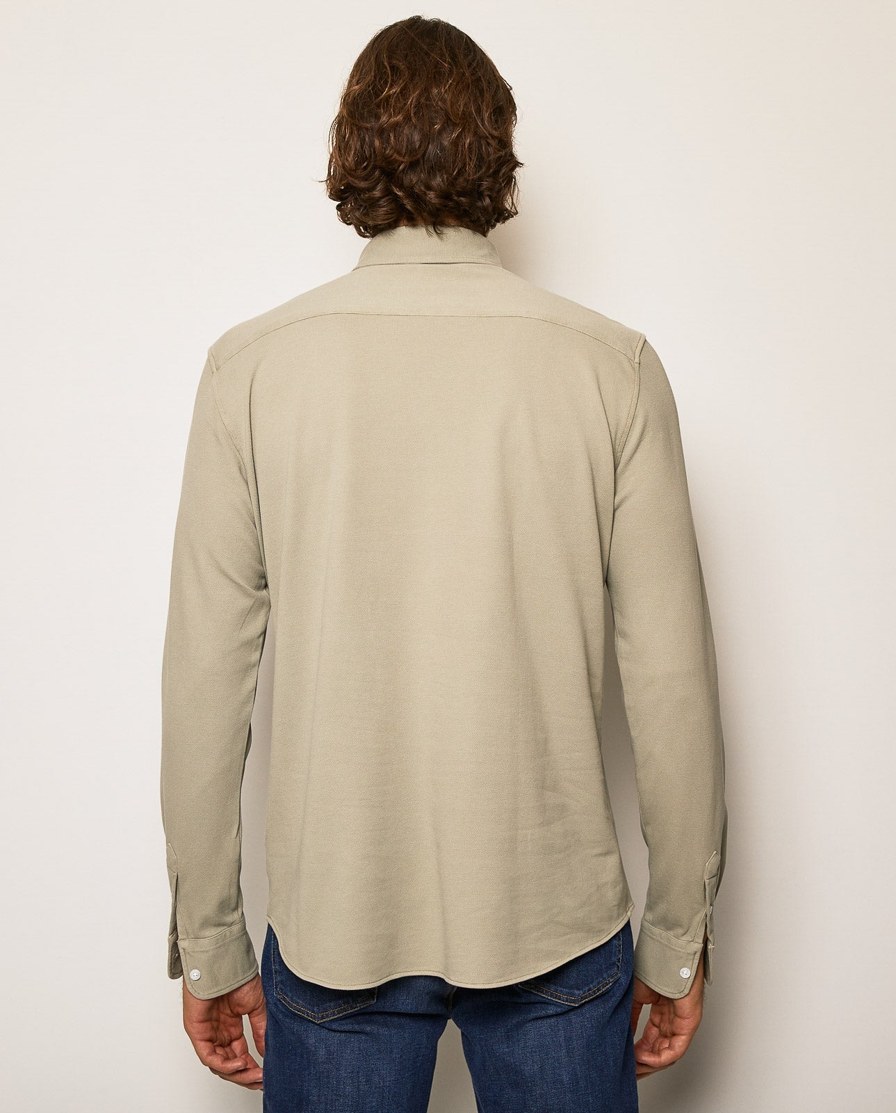 Camisa polera piqué garment dyed khaki