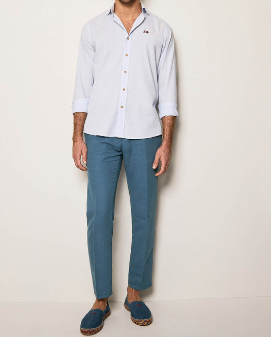 Pantalón lino algodón marino