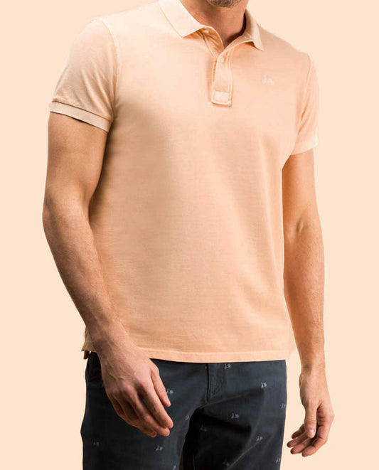 Polo tinte prenda melocotón