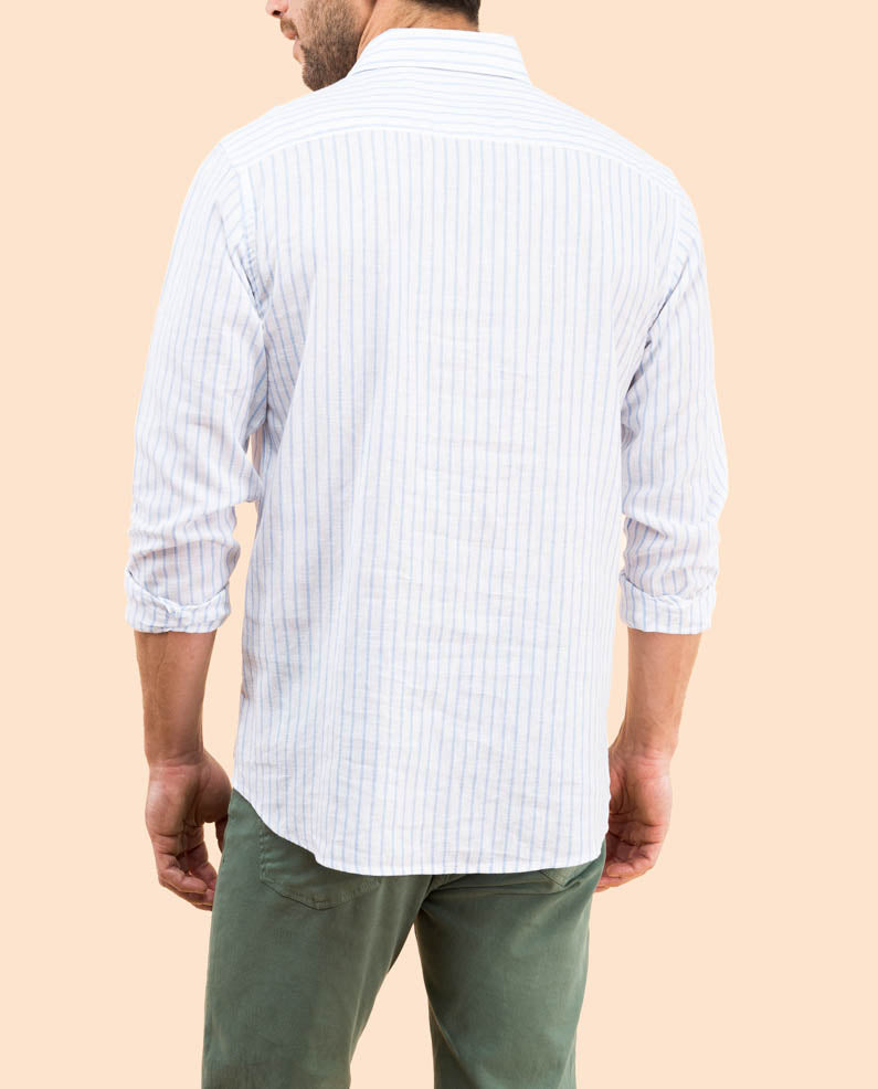 Camisa polera raya vertical li-co celeste