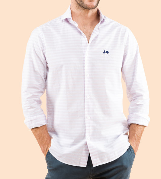 Camisa raya horizontal organico rosa