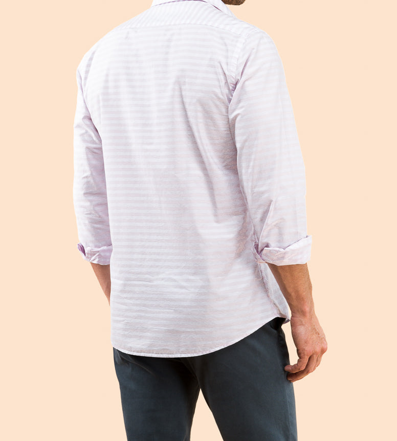 Camisa listrada horizontal orgânica rosa