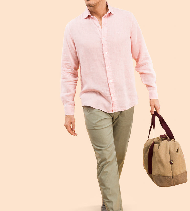 Camisa de linho rosa