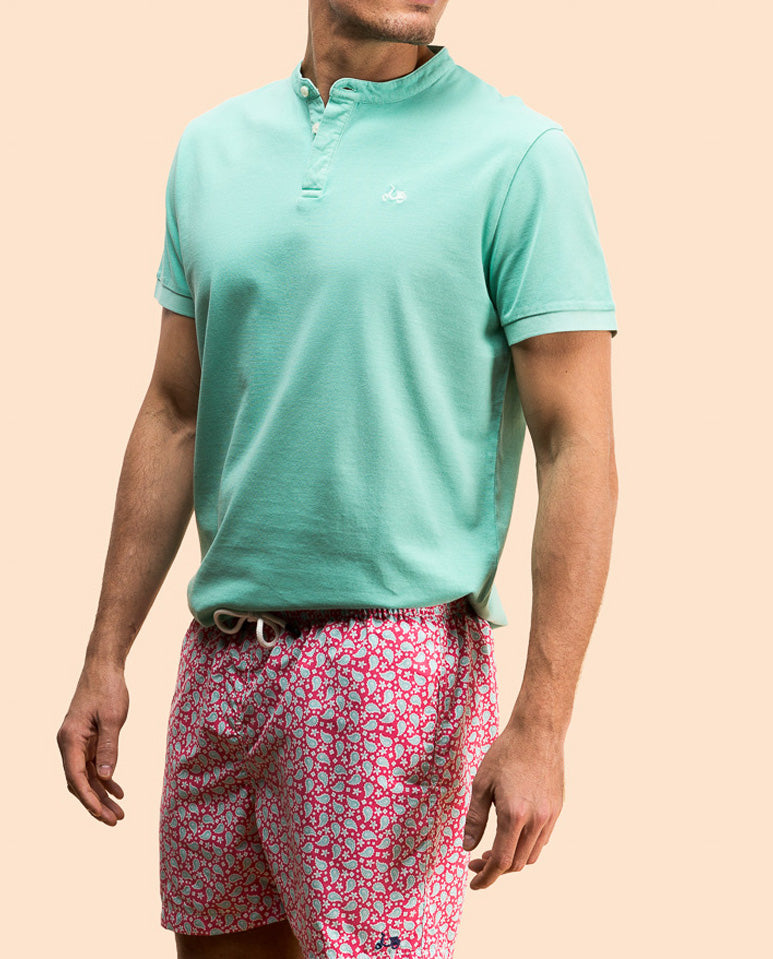 Maiô com estampa paisley framboesa
