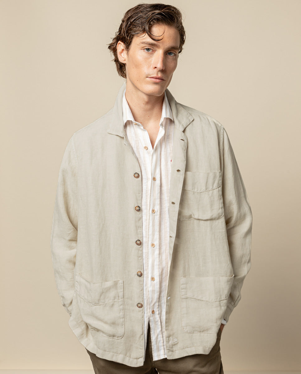 SOBRECAMISA LINEN BEIGE CLARO