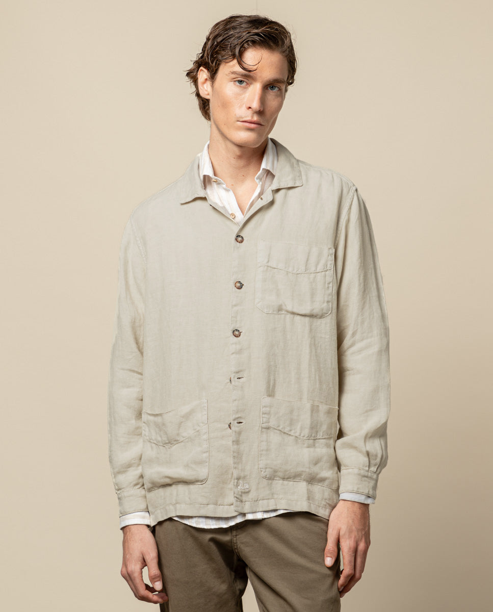 SOBRECAMISA LINEN BEIGE CLARO