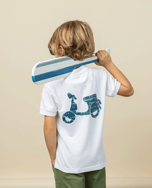 Polo niño logo moto blanco