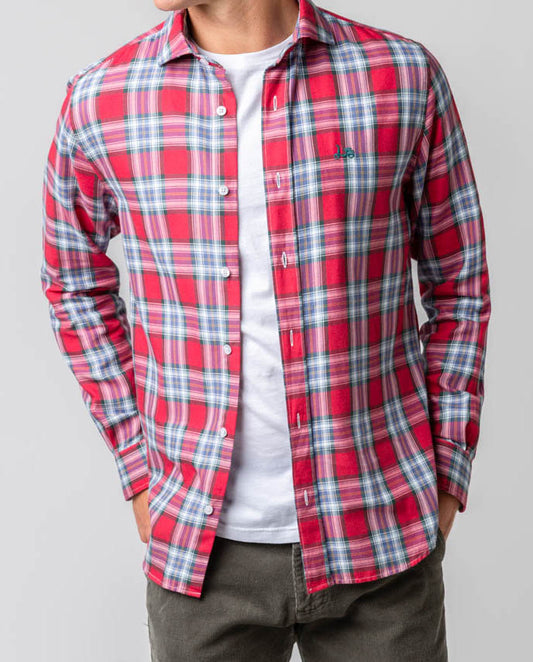 Camisa cuadros texas burdeos