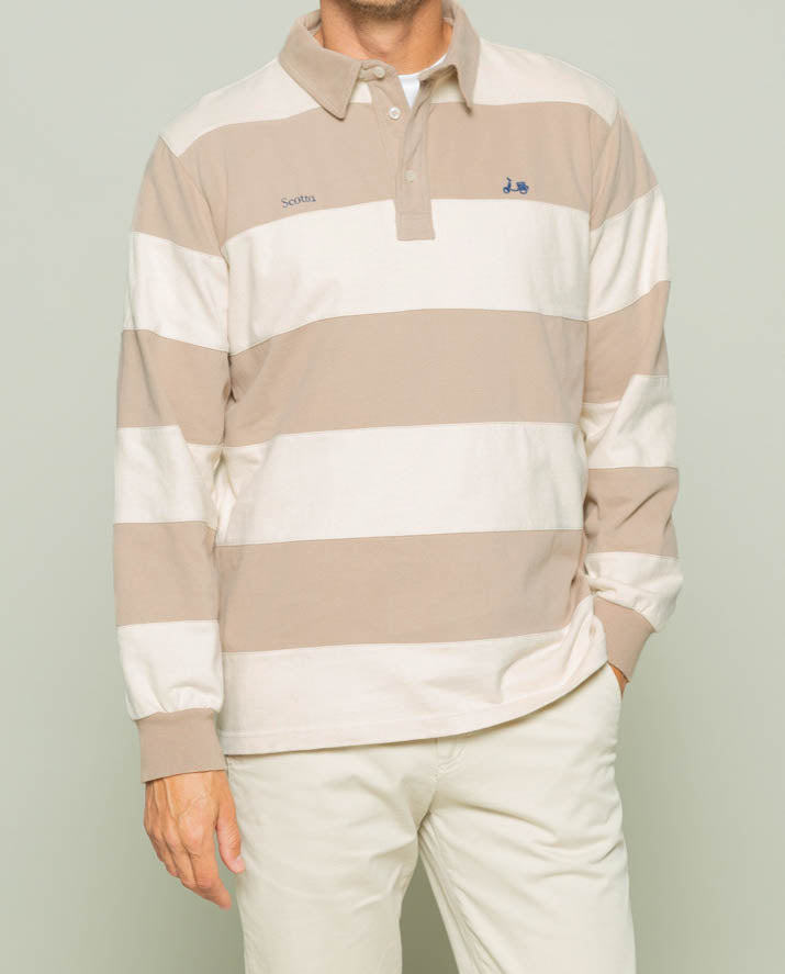 Polo rugby stripes beige oscuro