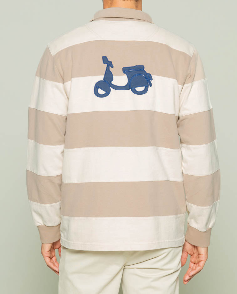 Polo rugby stripes beige oscuro