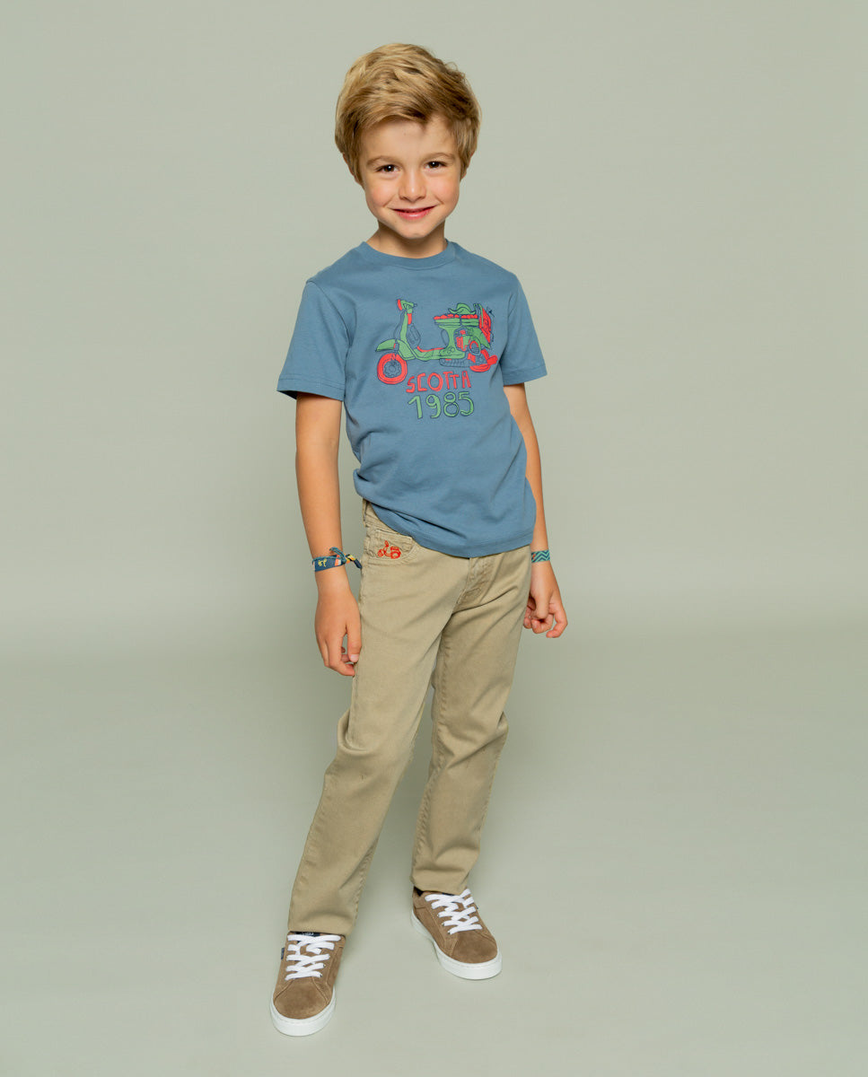 Camiseta jeans infantil de motociclista