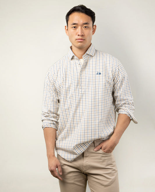 Camisa polera viyela azul