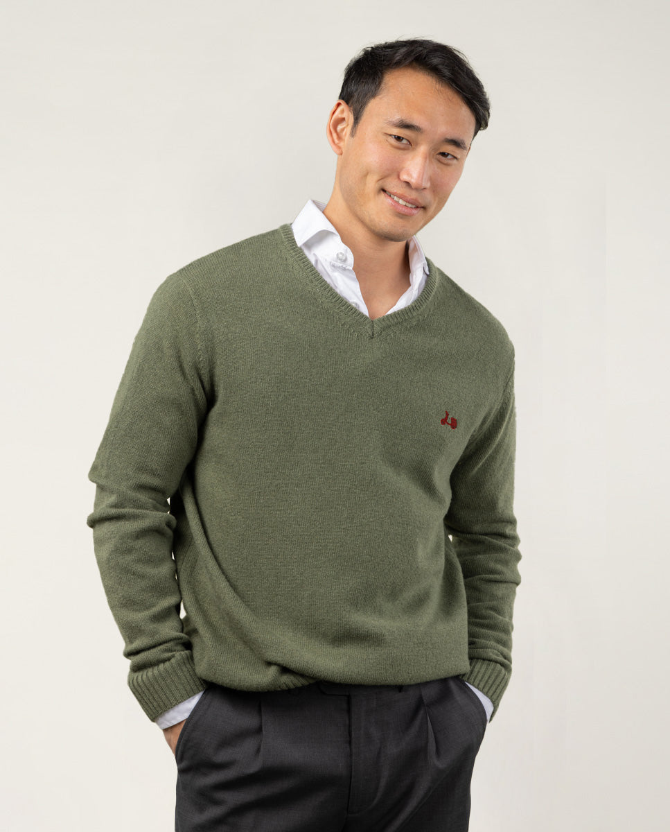 Jersey v neck wool verde