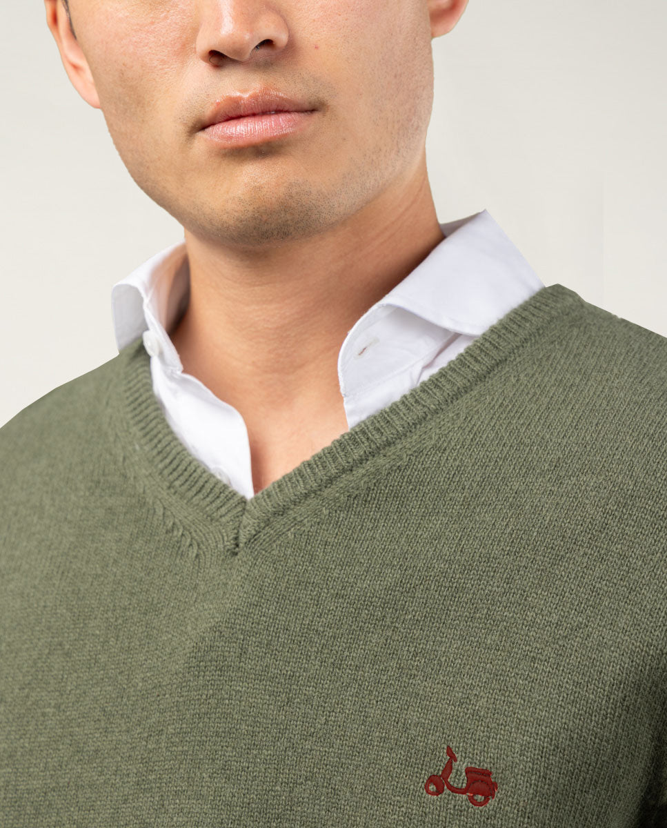 Jersey v neck wool verde