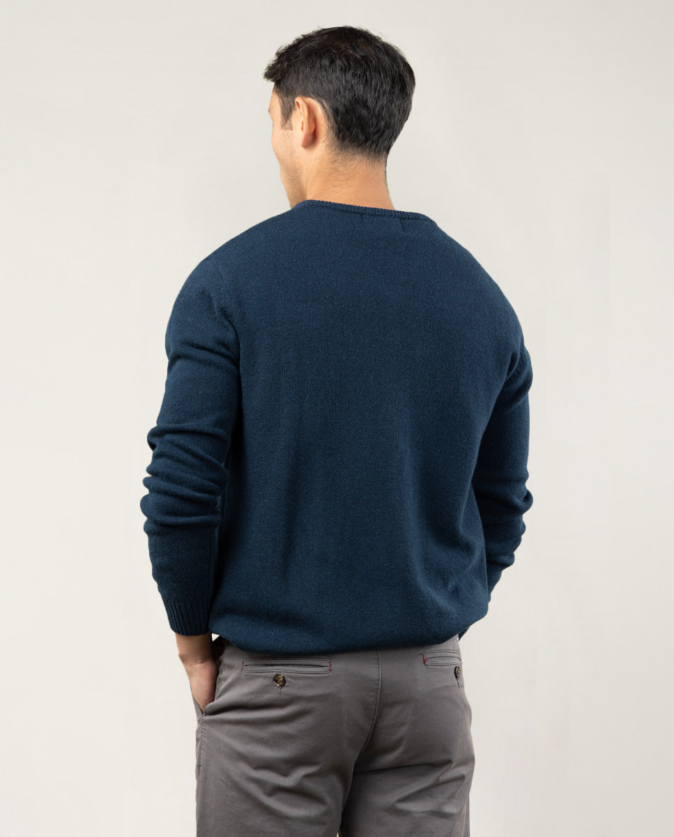 Jersey v neck wool océano oscuro