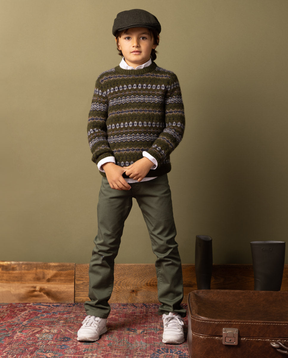 Camisa grega étnica cáqui infantil